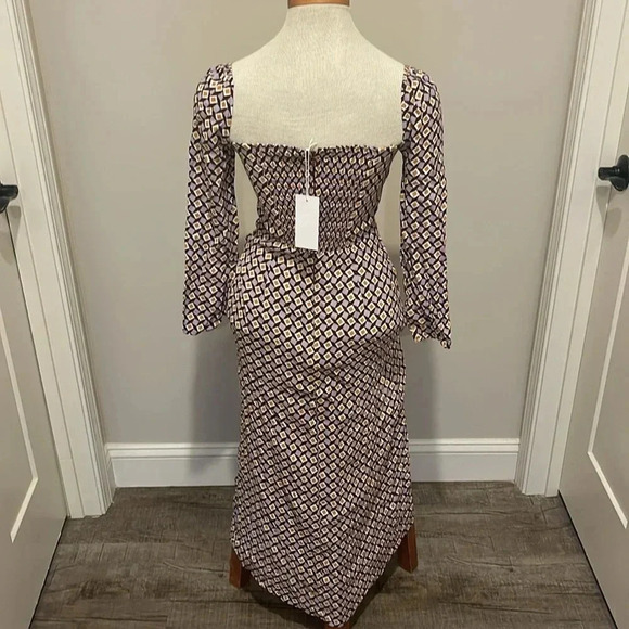 NWT!! Reformation - Hilda Midi Dress In Plaza Print - Size 0 - Purple/Brown - Picture 7 of 11